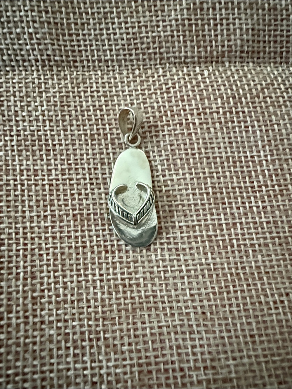 Silver Flip-Flop Pendant Necklace Charm - Silver Tone